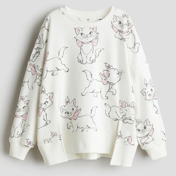 H&M Disney Girls Aristocats Marie French Terry Sweatshirt Size 12/14 NEW w/ Tags - Picture 1 of 10